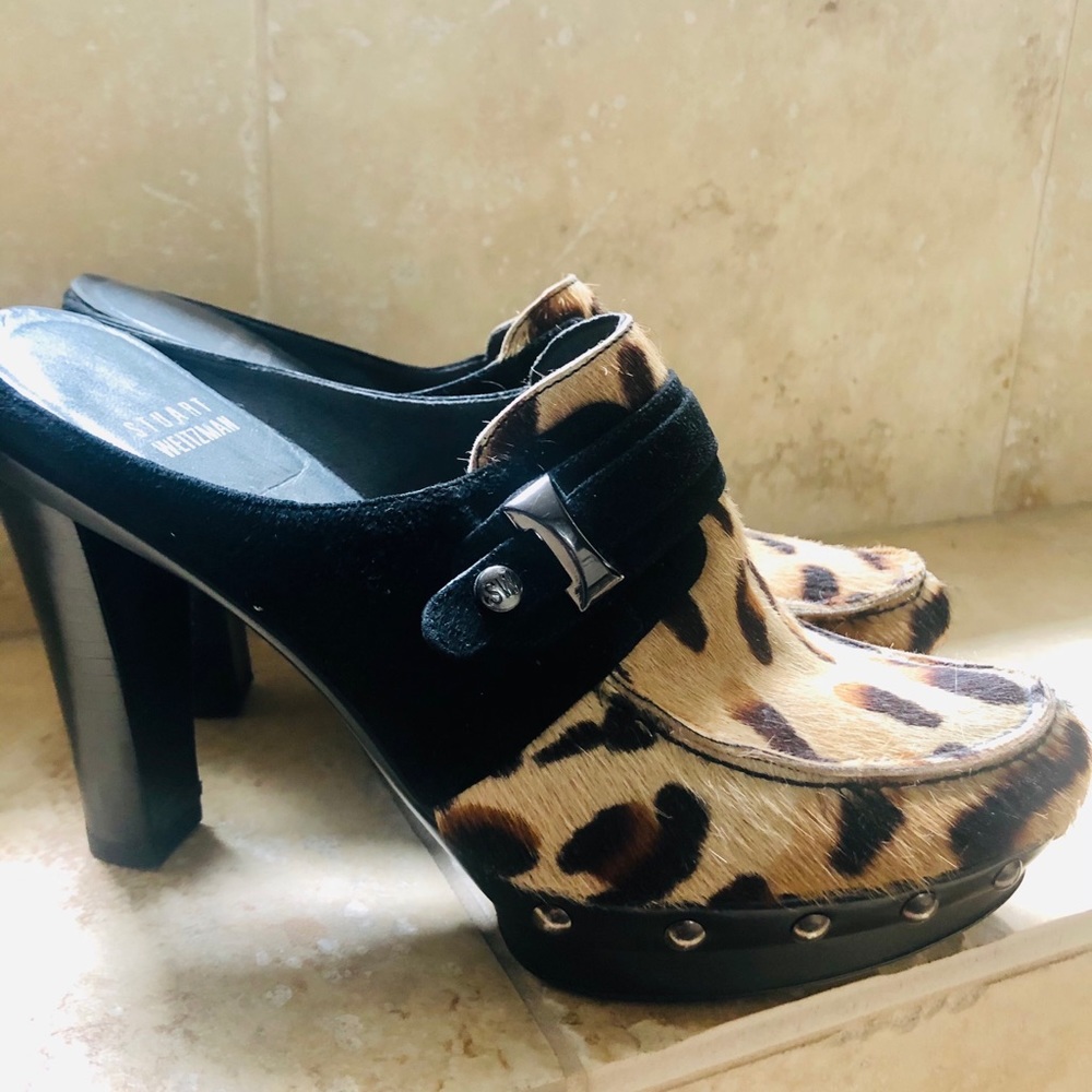 Stuart Weitzman mohair leopard sandal/ boot…